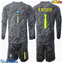 Brazil Alisson Becker #1 Goalkeeper Replica Away Minikit Copa America 2024 Long Sleeve (+ pants)